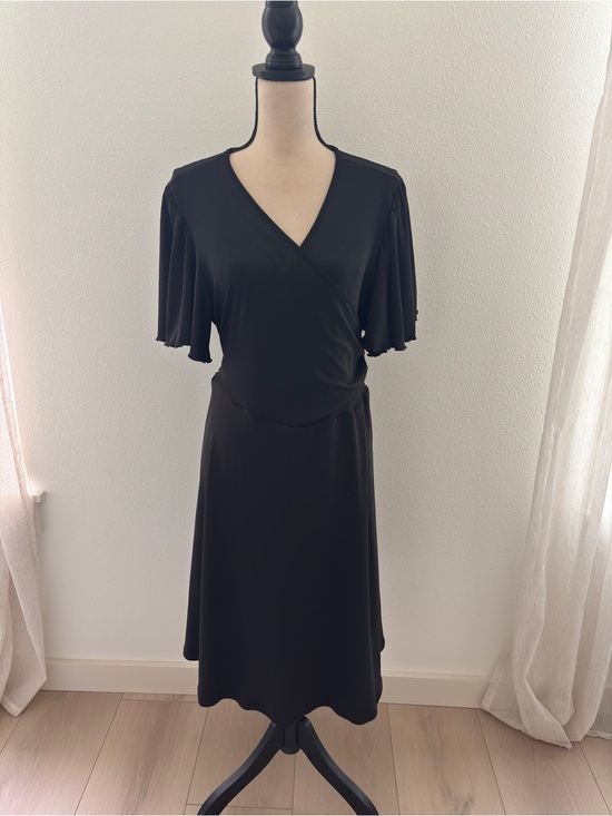 SHEIN Dresses & Skirts - SHEIN Black Flutter Sleeve Wrap Midi Dress